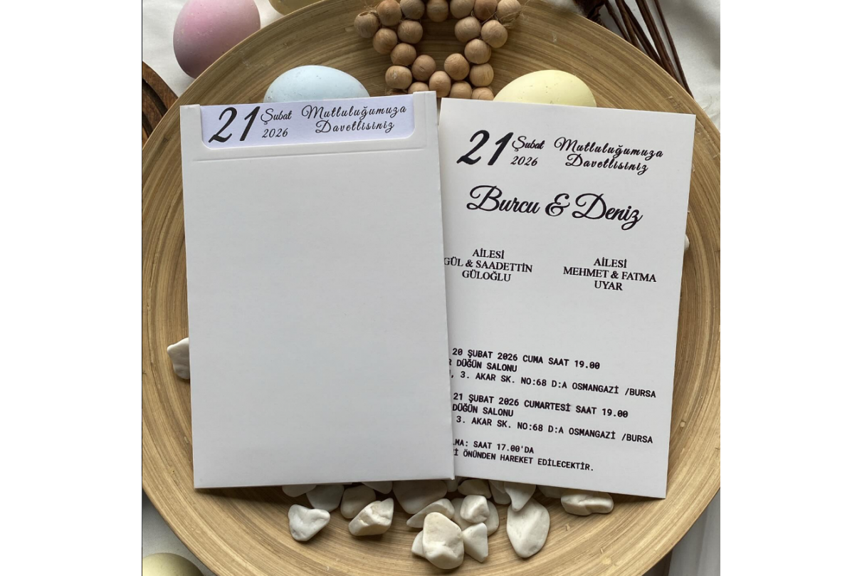 MODERN KESİM ZARFLI DÜĞÜN DAVETİYE 903
