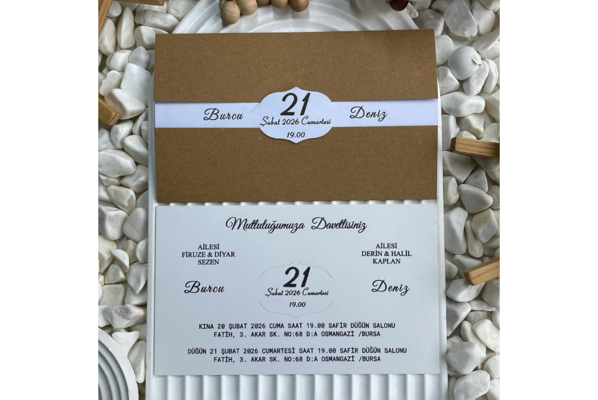 şık katlamalı davetiye  kat-512