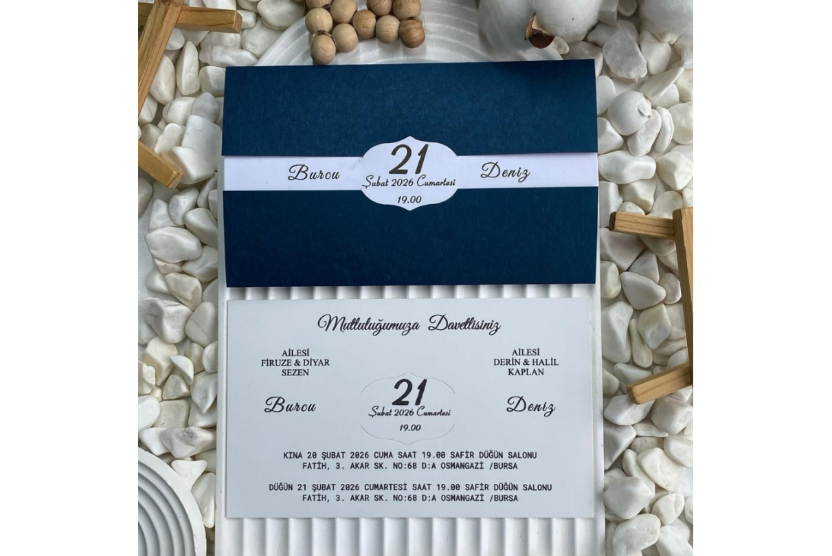 şık katlamalı davetiye  kat-513