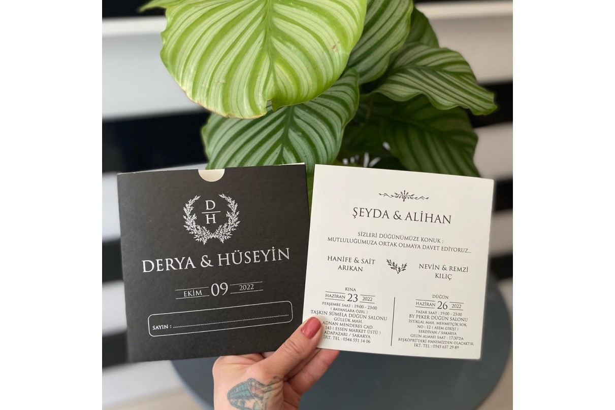 SİYAH ZARFLI RENKLİ EKONOMİK DAVETİYE -608