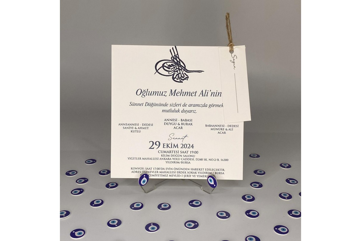 SAYIN KARTLI KARE İKİZ sünnet DAVETİYE 2002