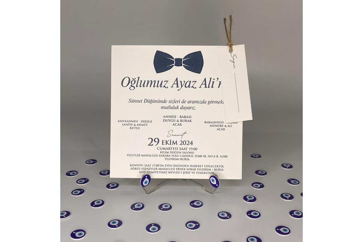 SAYIN KARTLI KARE İKİZ sünnet DAVETİYE 2003