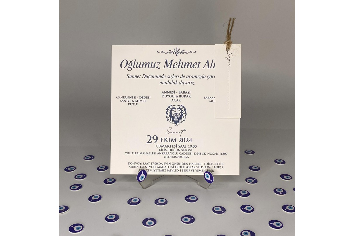 SAYIN KARTLI KARE İKİZ sünnet DAVETİYE 2004