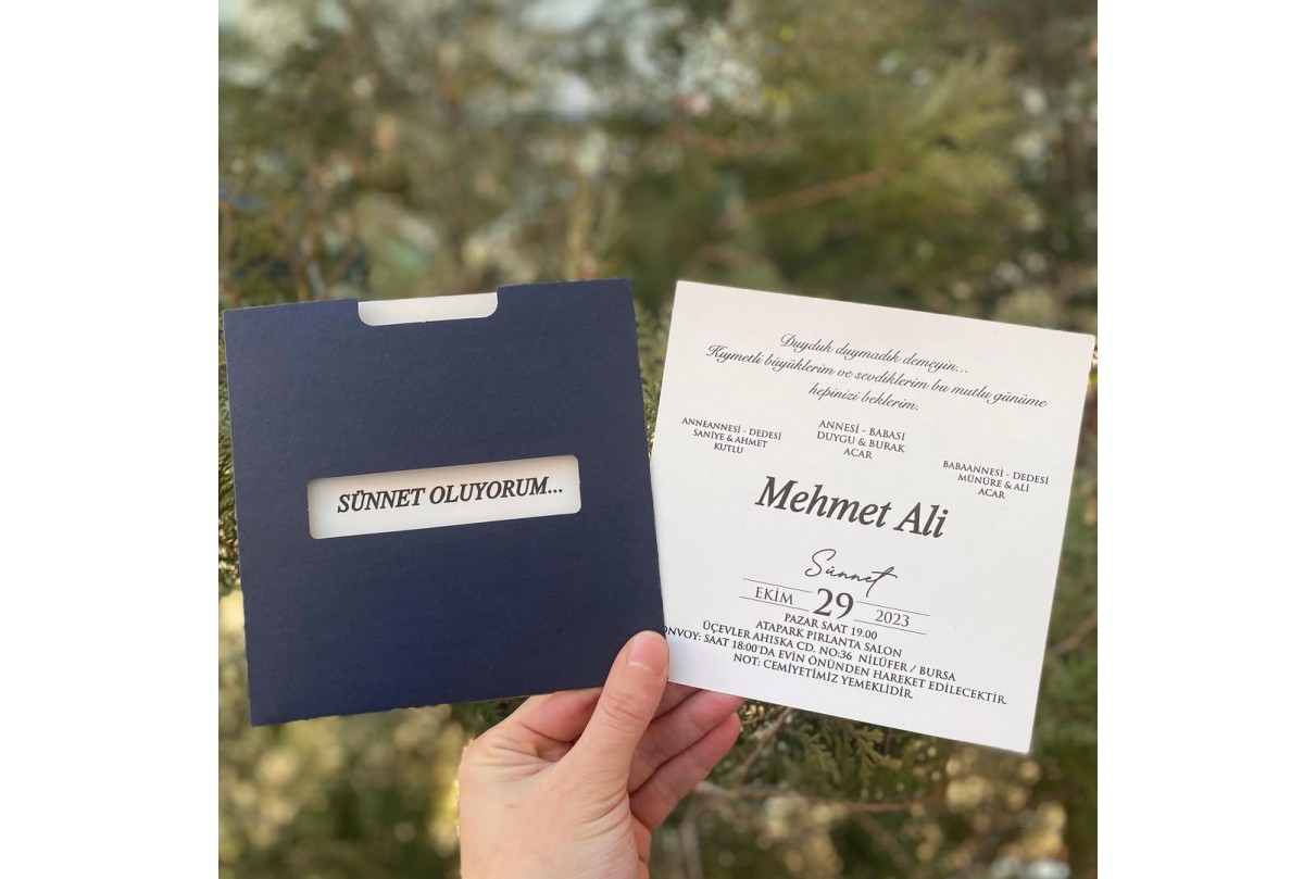 ÖZEL KESİMLİ RENKLİ ZARFLI SÜNNET DAVETİYESİ 112