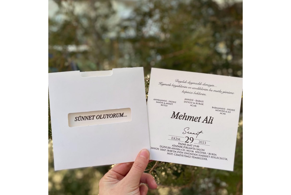 ÖZEL KESİMLİ RENKLİ ZARFLI SÜNNET DAVETİYESİ 113