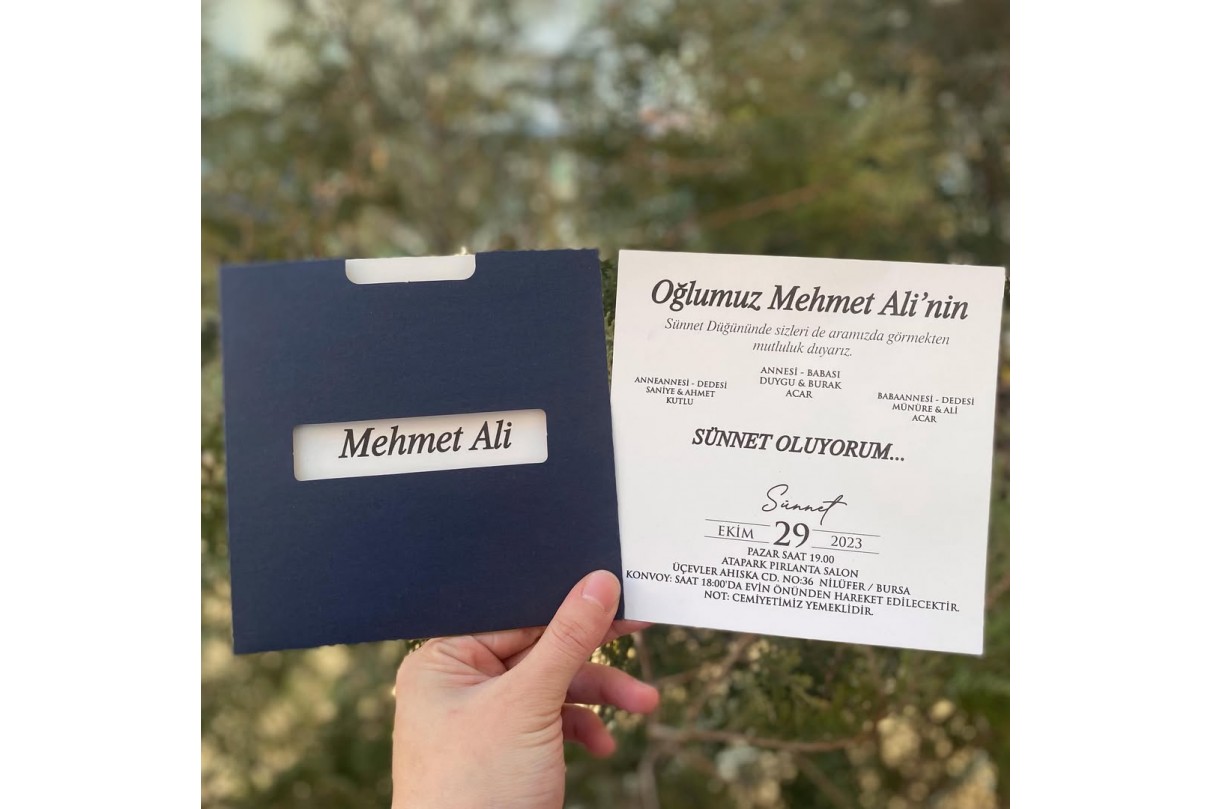 ÖZEL KESİMLİ RENKLİ ZARFLI SÜNNET DAVETİYESİ 114