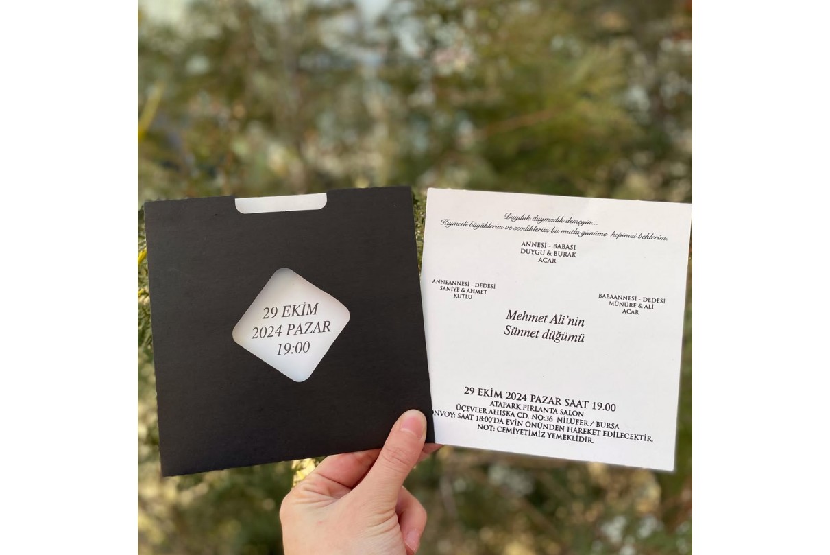 ÖZEL KESİMLİ RENKLİ ZARFLI SÜNNET DAVETİYESİ 115
