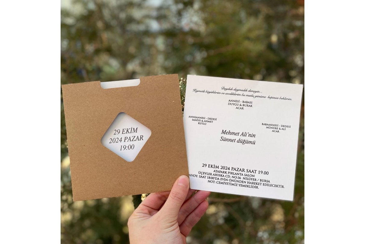ÖZEL KESİMLİ RENKLİ ZARFLI SÜNNET DAVETİYESİ 116