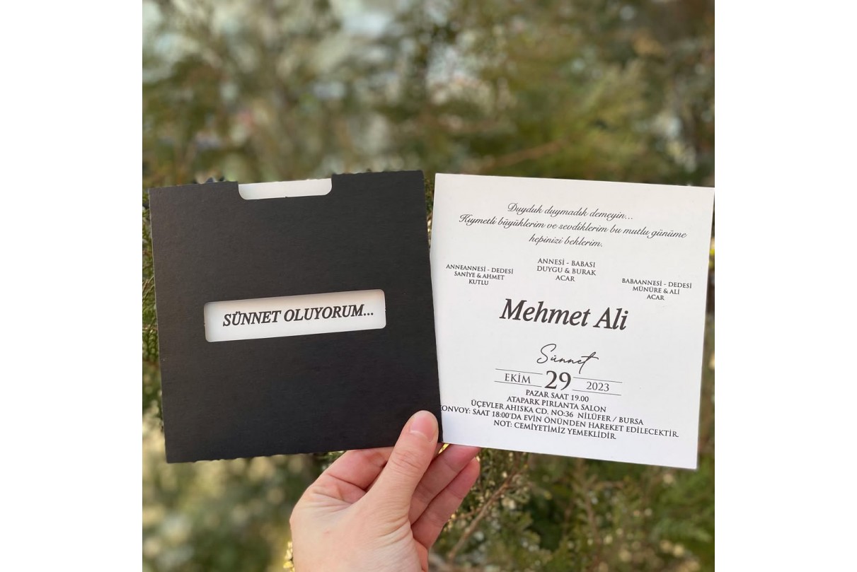 ÖZEL KESİMLİ RENKLİ ZARFLI SÜNNET DAVETİYESİ 118