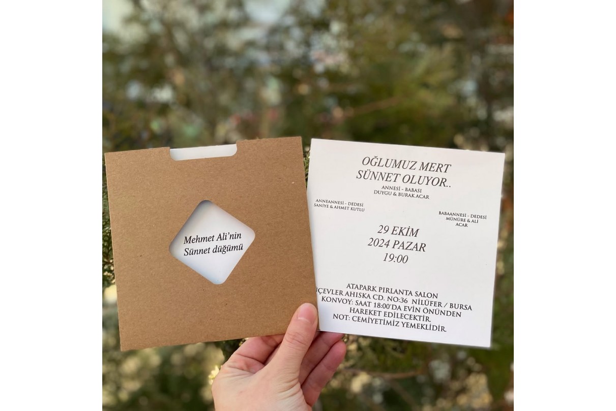 ÖZEL KESİMLİ RENKLİ ZARFLI SÜNNET DAVETİYESİ 119