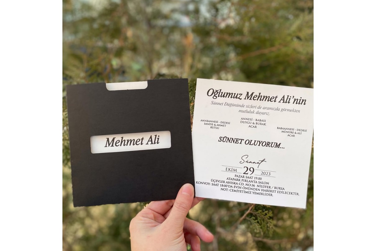 ÖZEL KESİMLİ RENKLİ ZARFLI SÜNNET DAVETİYESİ 121