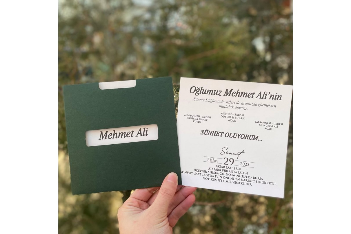ÖZEL KESİMLİ RENKLİ ZARFLI SÜNNET DAVETİYESİ 122