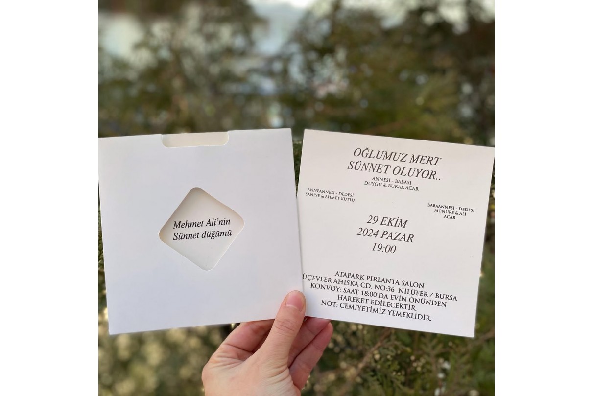 ÖZEL KESİMLİ RENKLİ ZARFLI SÜNNET DAVETİYESİ 124