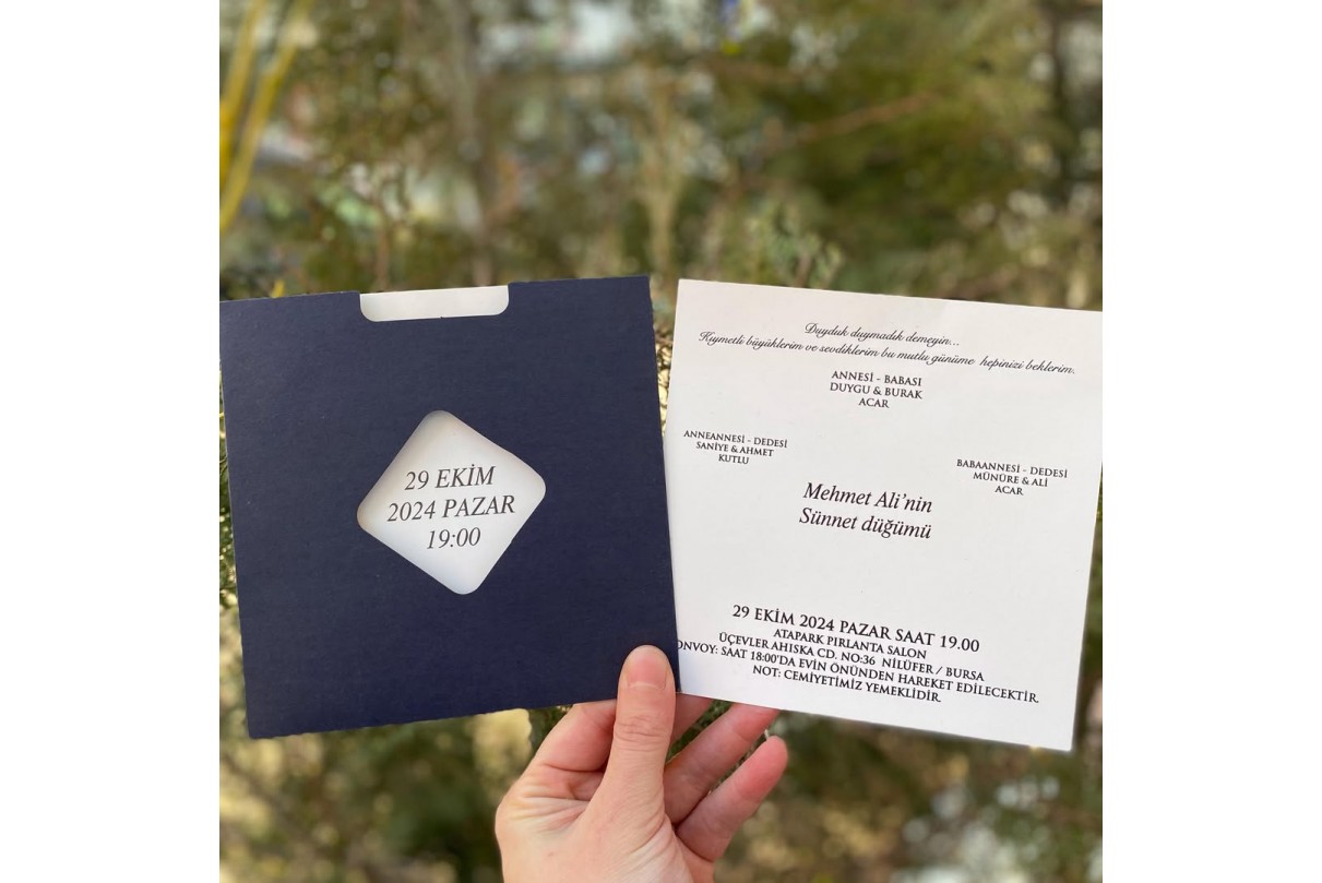 ÖZEL KESİMLİ RENKLİ ZARFLI SÜNNET DAVETİYESİ 125