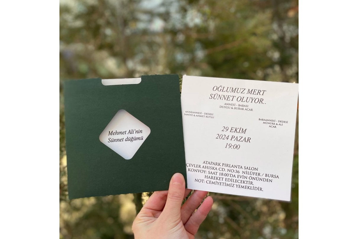 ÖZEL KESİMLİ RENKLİ ZARFLI SÜNNET DAVETİYESİ 126