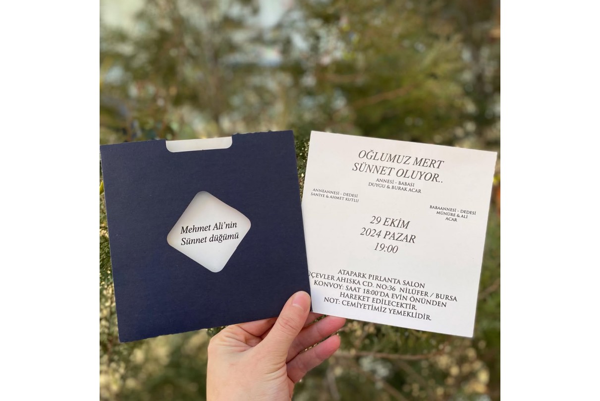 ÖZEL KESİMLİ RENKLİ ZARFLI SÜNNET DAVETİYESİ 127