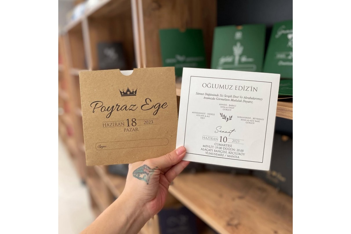 RENKLİ ZARFLI EKONOMİK SÜNNET DAVETİYE -601