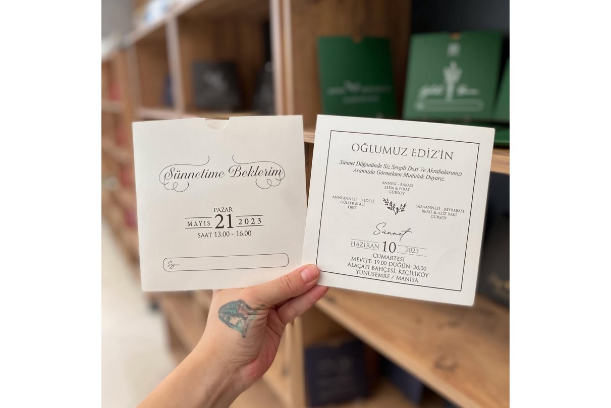 RENKLİ ZARFLI EKONOMİK SÜNNET DAVETİYE -602