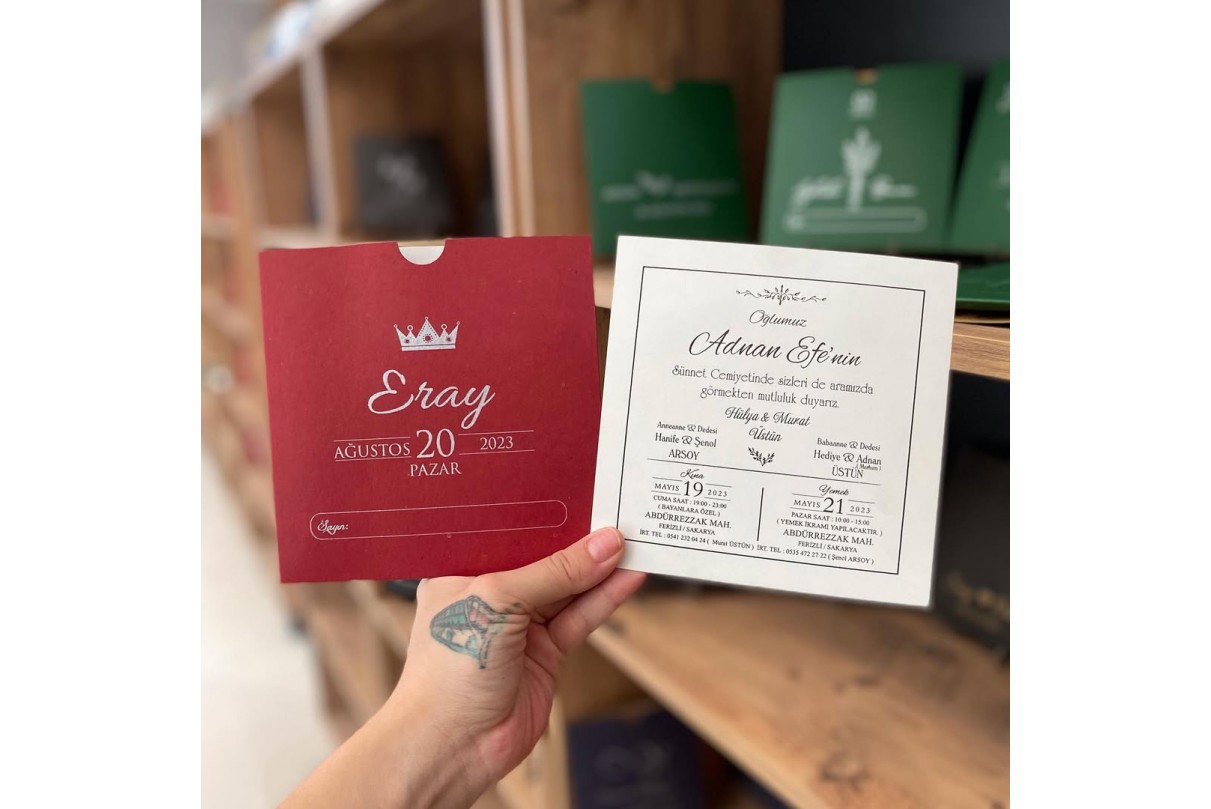 RENKLİ ZARFLI EKONOMİK SÜNNET DAVETİYE -603