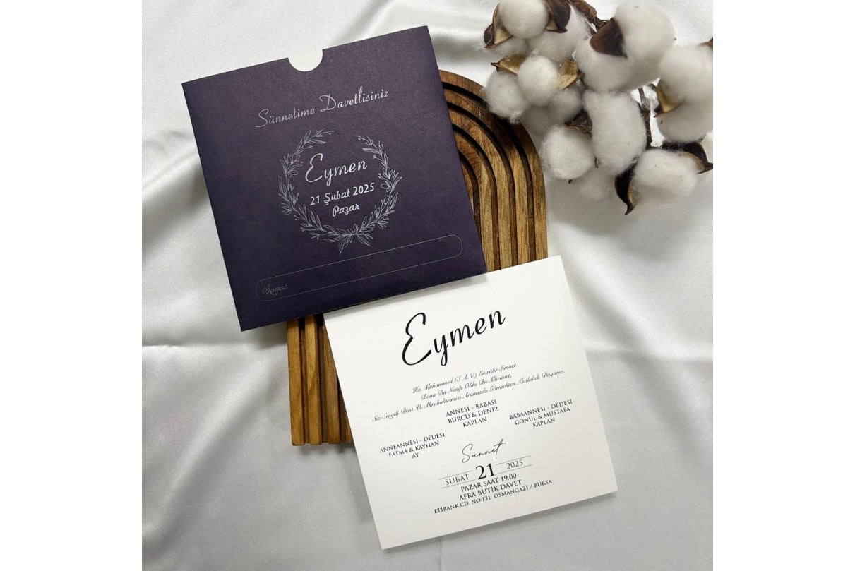 RENKLİ ZARFLI EKONOMİK SÜNNET DAVETİYE -604