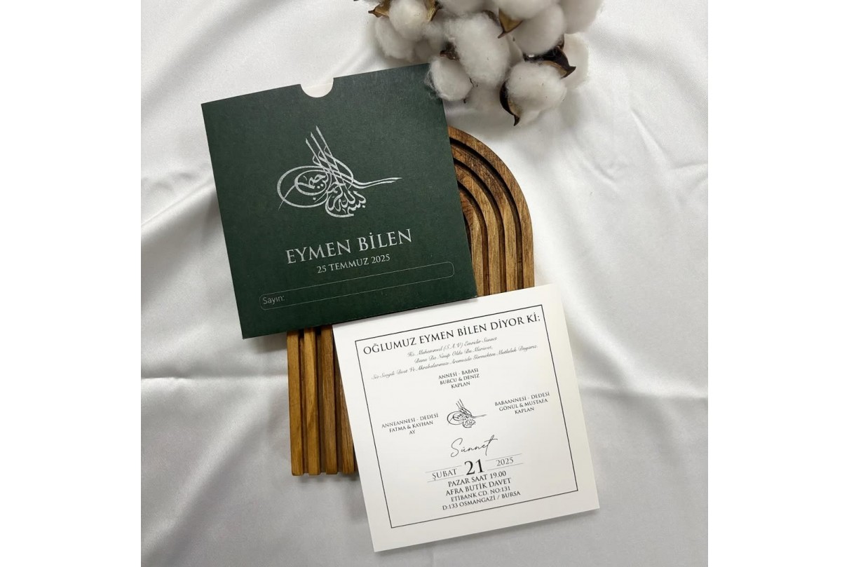 RENKLİ ZARFLI EKONOMİK SÜNNET DAVETİYE -605