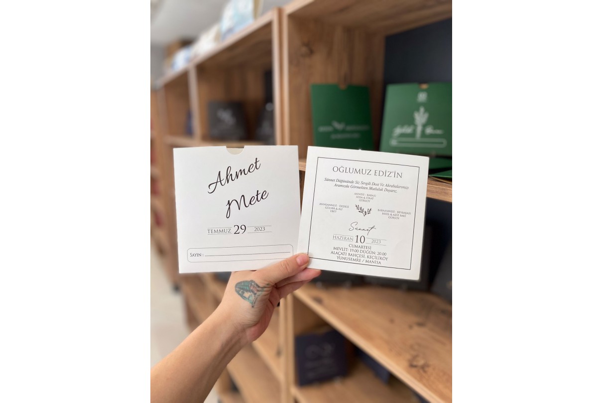 RENKLİ ZARFLI EKONOMİK SÜNNET DAVETİYE -606