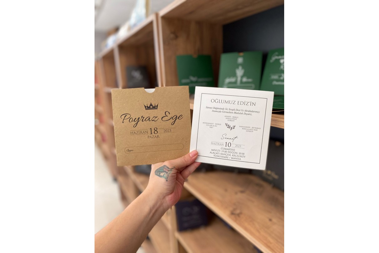 RENKLİ ZARFLI EKONOMİK SÜNNET DAVETİYE -607