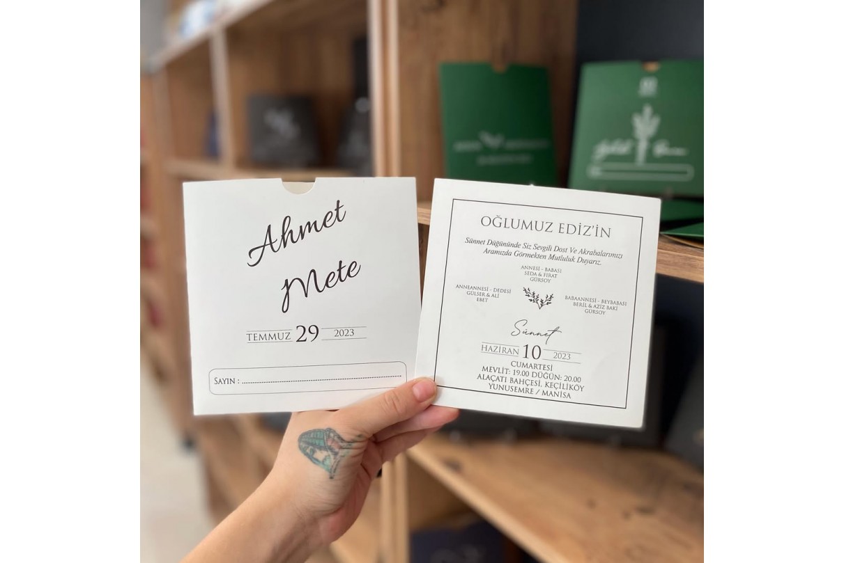 RENKLİ ZARFLI EKONOMİK SÜNNET DAVETİYE -611