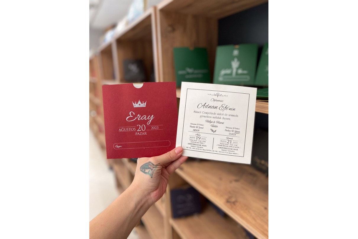 RENKLİ ZARFLI EKONOMİK SÜNNET DAVETİYE -612