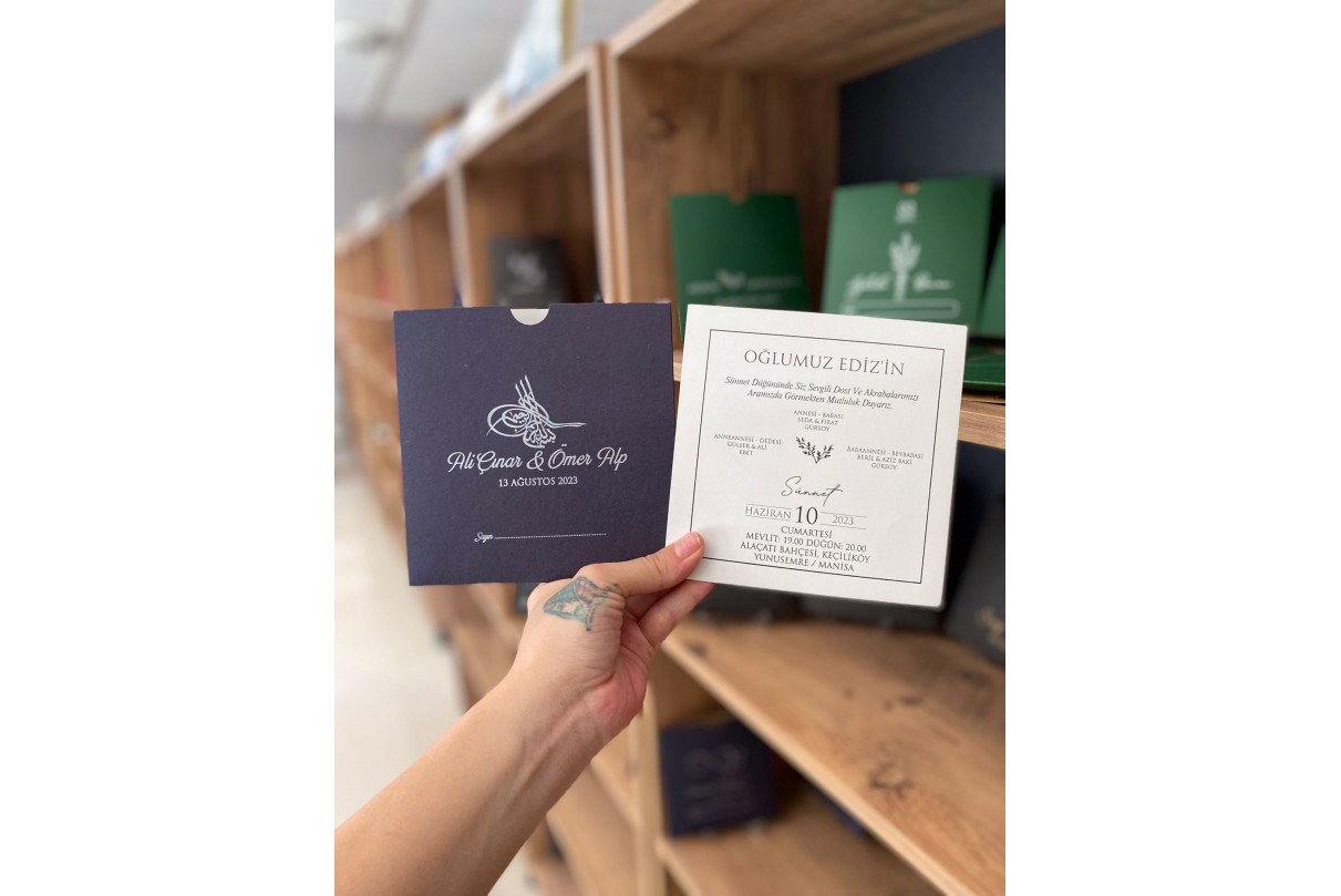 RENKLİ ZARFLI EKONOMİK SÜNNET DAVETİYE -613