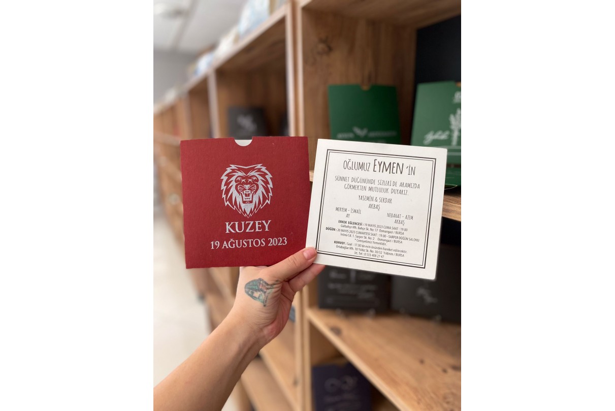 RENKLİ ZARFLI EKONOMİK SÜNNET DAVETİYE -614