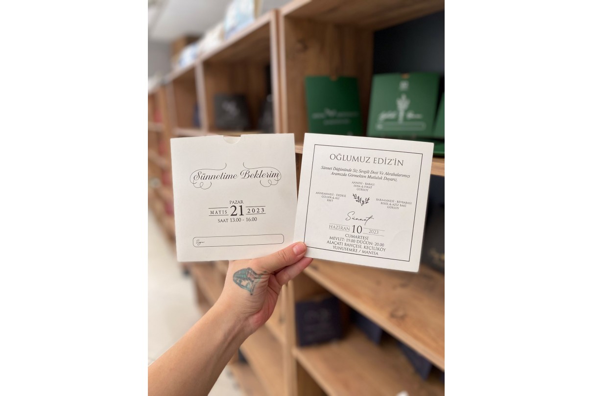 RENKLİ ZARFLI EKONOMİK SÜNNET DAVETİYE -616