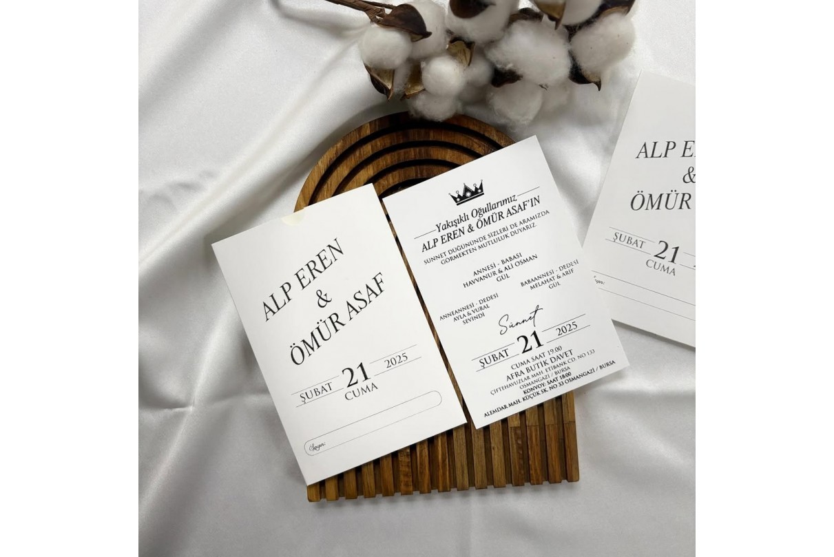 DİKEY ZARFLI ONLİNE SÜNNET DAVETİYE-802