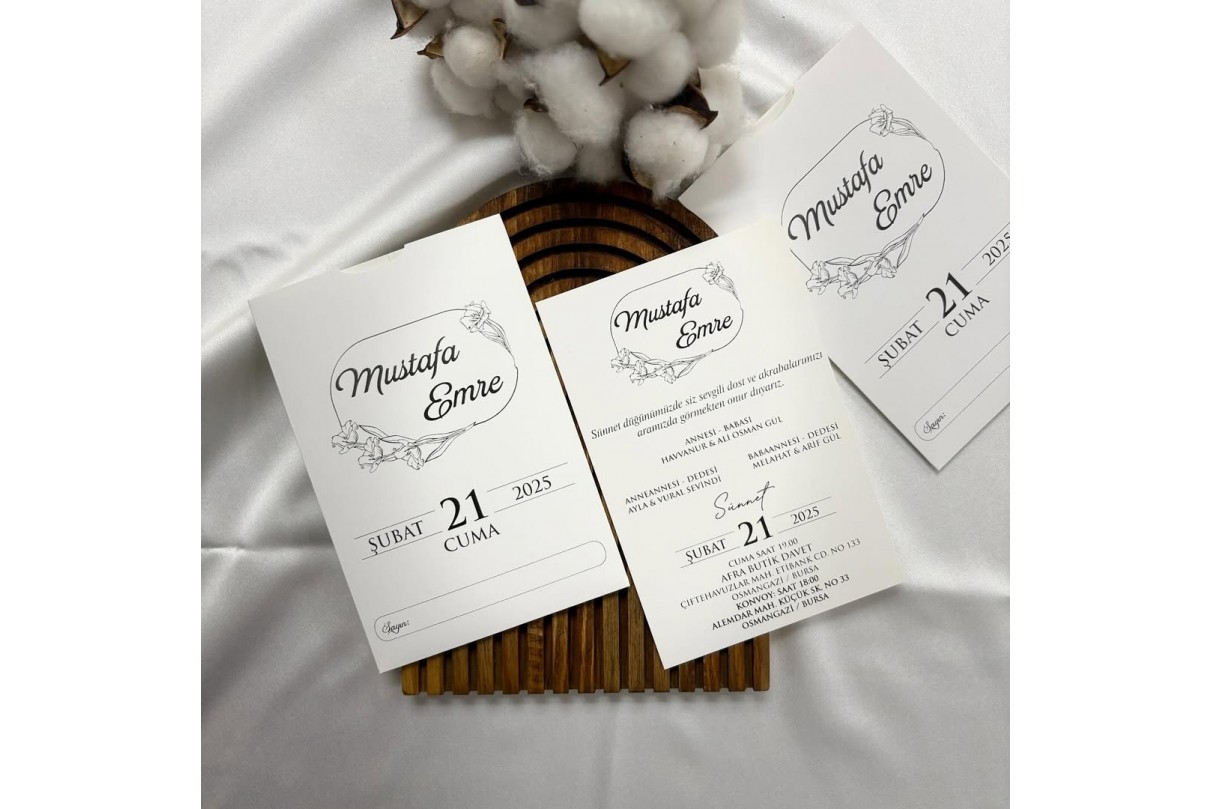DİKEY ZARFLI ONLİNE SÜNNET DAVETİYE-803