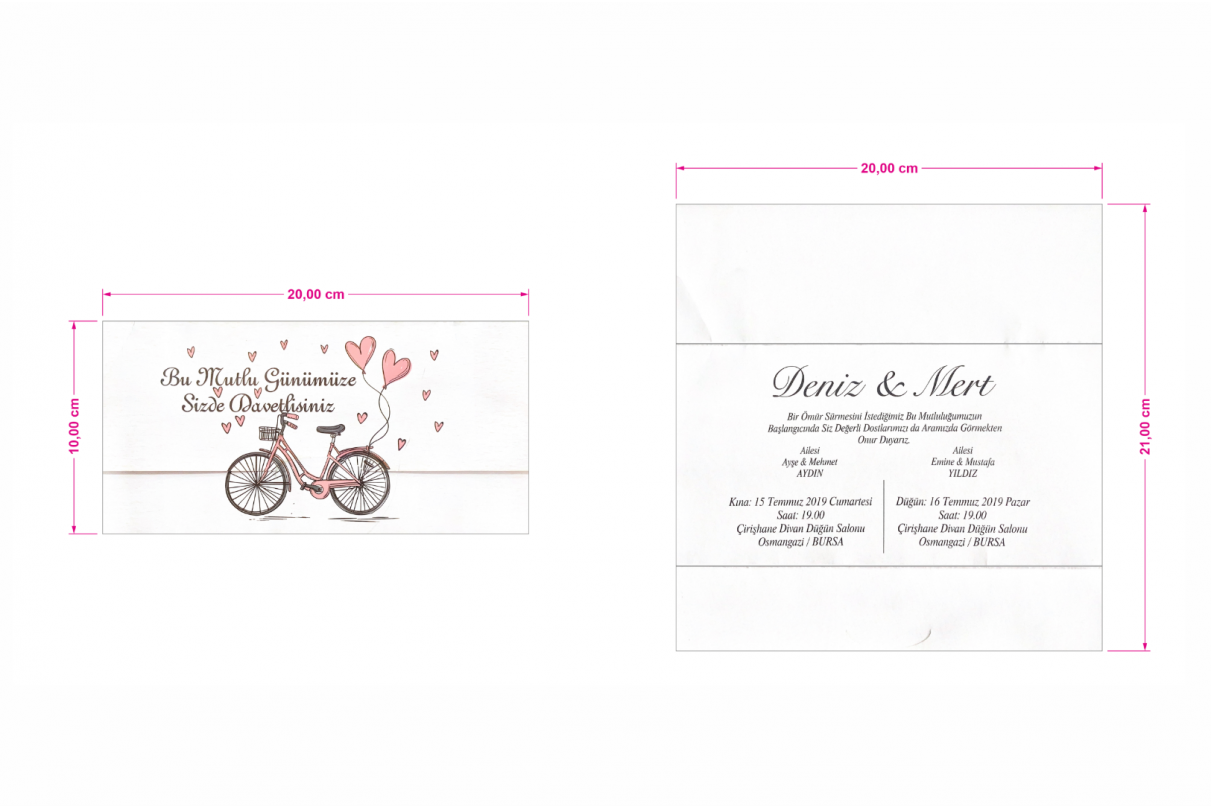 şık katlamalı davetiye  kat-504