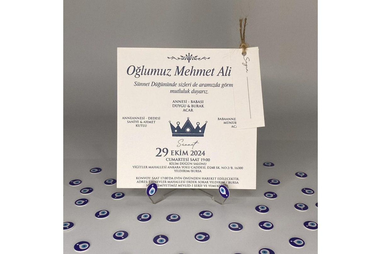 SAYIN KARTLI KARE İKİZ sünnet DAVETİYE 2001