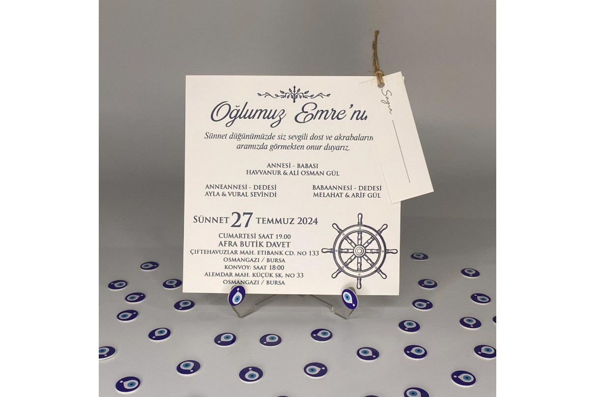 SAYIN KARTLI KARE İKİZ sünnet DAVETİYE 2005