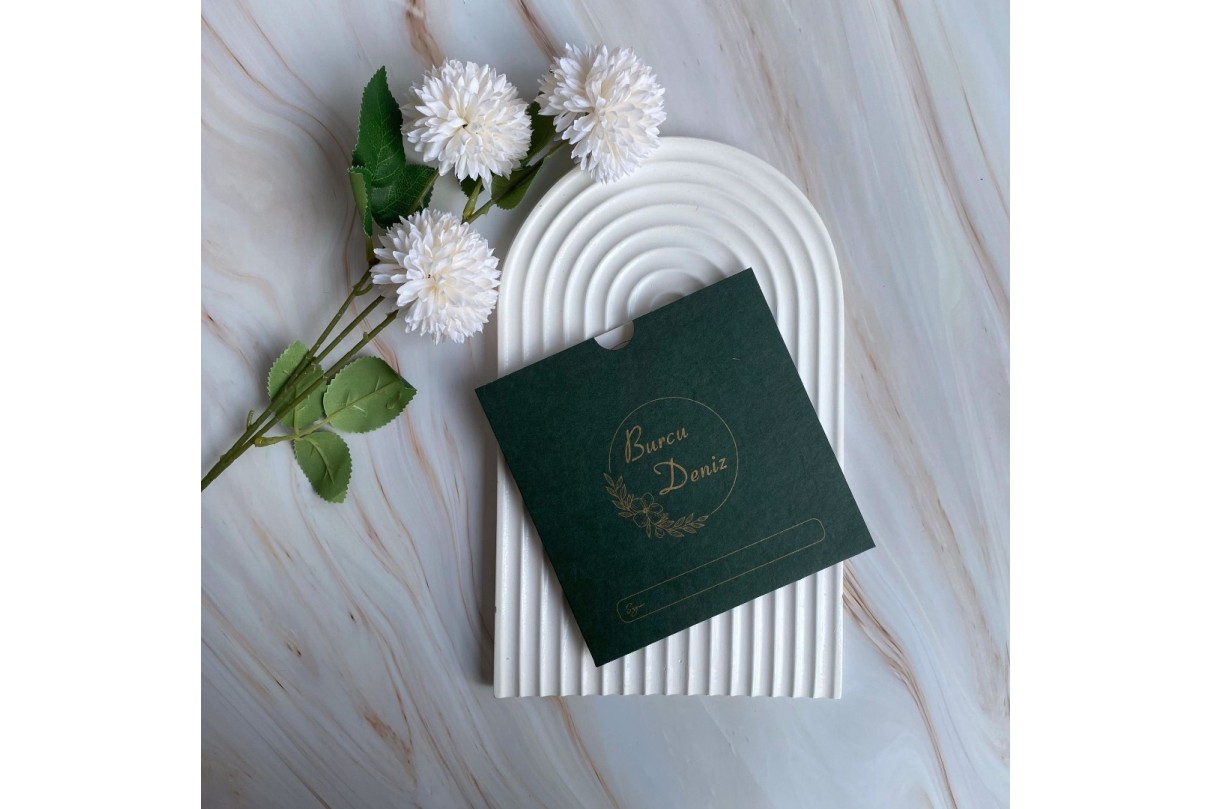 YEŞİL ZARFLI RENKLİ EKONOMİK DAVETİYE -618