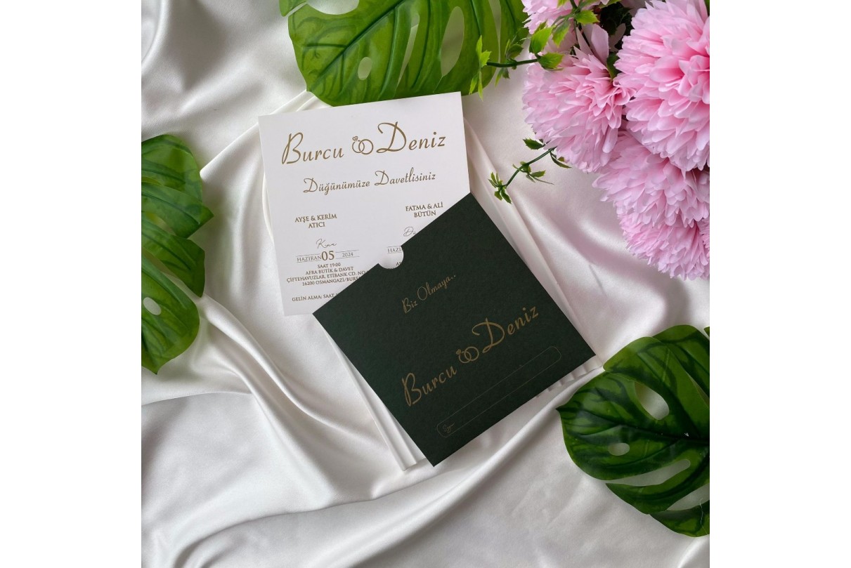 YEŞİL ZARFLI RENKLİ EKONOMİK DAVETİYE -623