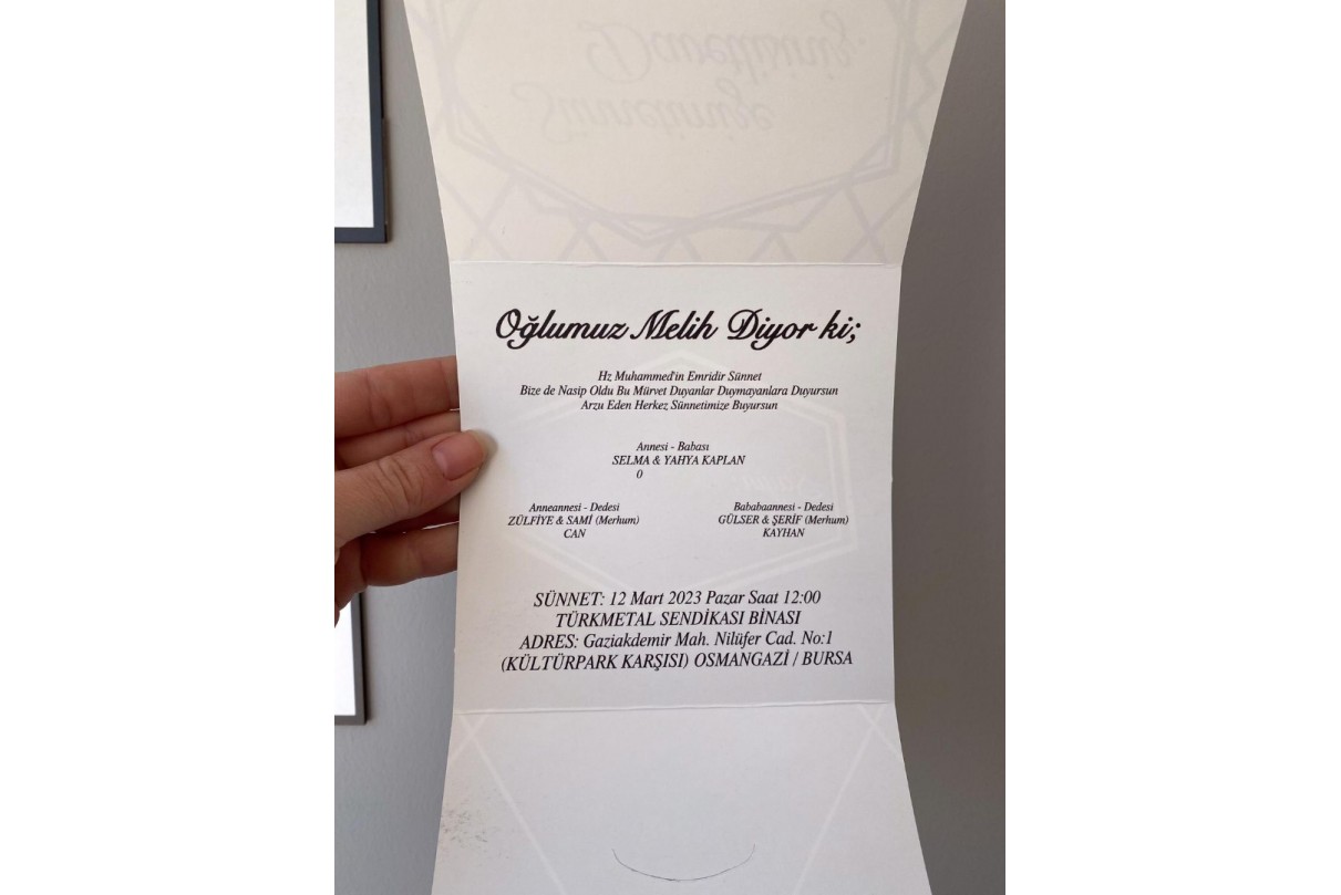 şık katlamalı sünnet davetiye  kat-504